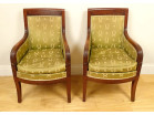 Paire bergères fauteuils Ier Empire acajou sièges XIXème siècle