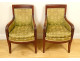 Pair of 1st Empire mahogany armchairs, 19th century seats