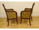 Pair of 1st Empire mahogany armchairs, 19th century seats