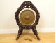 Large Indochinese gong, exotic wood, carved copper, Indochina, Vietnam, 20th century