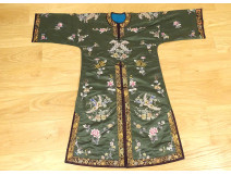 Chinese dress silk embroidery flowers birds phoenixes gourds China 20th century