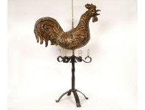 Antique weather vane, large church rooster, copper bell tower, 18th century