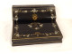 Writing desk in blackened wood with gilded brass marquetry Tahan Paris Napoleon III 19th century