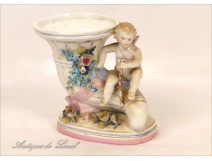 Cone Vase Porcelain Cherub Flowers of Paris Saxony 19th