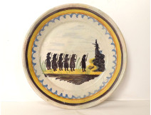 Nevers earthenware plate crowd characters revolutionary speaker 18th century