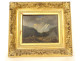 HSP painting landscape mountains woman shepherdess flock gilded frame 19th century