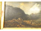 HSP painting landscape mountains woman shepherdess flock gilded frame 19th century