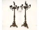 Pair of large 6-light bronze candelabras Bacchus Ariane Napoleon III 19th century