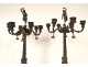 Pair of large 6-light bronze candelabras Bacchus Ariane Napoleon III 19th century