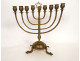 Jewish Candlestick Bronze 9 Branches Hanukkah Menorah Star 19th Century