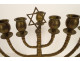 Jewish Candlestick Bronze 9 Branches Hanukkah Menorah Star 19th Century