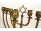 Jewish Candlestick Bronze 9 Branches Hanukkah Menorah Star 19th Century