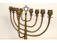 Jewish Candlestick Bronze 9 Branches Hanukkah Menorah Star 19th Century