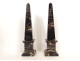 Pair of decorative obelisks in veined marble, early 20th century collection