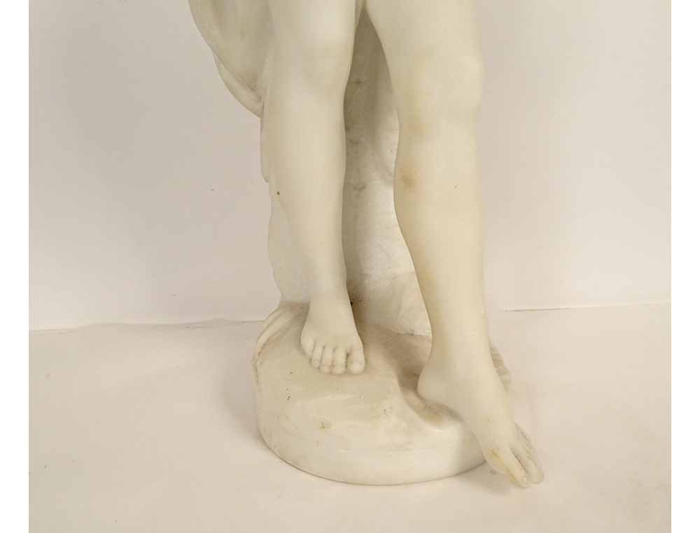 Carrara marble statue of a bathing nymph by Falconet Battiglia, 19th ...
