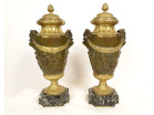 Paire grandes cassolettes pots vases bronze modèle Clodion Barbedienne XIXè