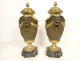 Pair of large bronze cassolettes, pots and vases, Clodion Barbedienne model, 19th century