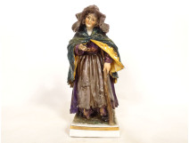 German porcelain sculpture Carl Théodore Frankenthal, beggar woman, 19th century