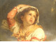 HST painting by Giuseppe Mazzolini, young girl with basket fleeing the storm, 19th century