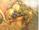 HST painting by Giuseppe Mazzolini, young girl with basket fleeing the storm, 19th century