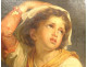 HST painting by Giuseppe Mazzolini, young girl with basket fleeing the storm, 19th century
