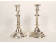 Pair of Louis XIV candlesticks, silver-plated metal, Christofle, 19th century