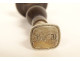 Stamp seal turned wooden handle silver metal monogram 19th century