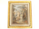 Pair of antique women gouaches Allegory flowers landscape fecit Caroline XIXth