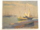 HST marine painting M. Pellerier fishing boats port Brittany Douarnenez 20th century
