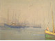 HST marine painting M. Pellerier fishing boats port Brittany Douarnenez 20th century