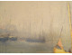HST marine painting M. Pellerier fishing boats port Brittany Douarnenez 20th century