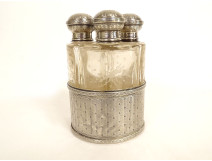 4 perfume bottles with odor, solid silver, Minerva crystal, 19th century
