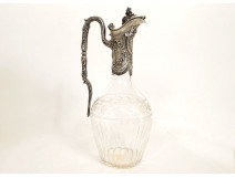 Louis XVI ewer solid silver Minerva engraved crystal Art Nouveau 19th century