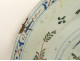 Polychrome Delft earthenware dish with orange pagoda decoration, Netherlands, 18th century