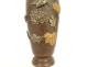 Pair of bronze baluster vases Shibuichi gilded flowers bird Meiji Japan 19th