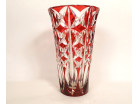 Vase cristal taillé couleur rouge Saint-Louis Deauville croisillons XXème