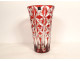 Saint-Louis Deauville red cut crystal vase with crosspieces, 20th century