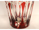 Saint-Louis Deauville red cut crystal vase with crosspieces, 20th century