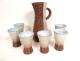 Accolay ceramic orangeade set, pitcher, jug, 6 glasses, tumblers, 20th century