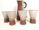 Accolay ceramic orangeade set, pitcher, jug, 6 glasses, tumblers, 20th century