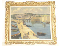 HST marine painting port Concarneau Pellerier fishing boats Brittany 20th century