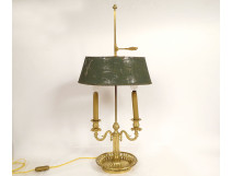 Louis XVI two-light bouillotte lamp, openwork gilt bronze, late 19th century