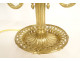 Louis XVI two-light bouillotte lamp, openwork gilt bronze, late 19th century
