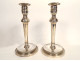 Pair of seditious candlesticks with silver-plated bronze Marie-Antoinette profile, late 18th century