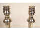 Pair of seditious candlesticks with silver-plated bronze Marie-Antoinette profile, late 18th century