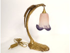 Lampe bronze doré aigle Charles Ranc tulipe pâte verre Art Déco XXè siècle