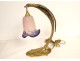 Gilded bronze lamp eagle Charles Ranc tulip glass paste Art Deco 20th century