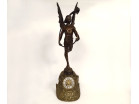 Grande pendule bronze Archange St Michel dragon casque coq Rivière XIXème