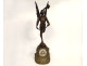 Large bronze clock Archangel St Michael dragon helmet rooster River XIXth