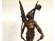 Large bronze clock Archangel St Michael dragon helmet rooster River XIXth